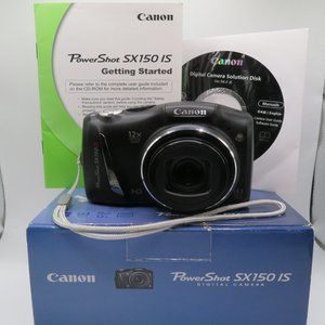 CANON POWERSHOT SX150 IS DIGITAL CAMERA 12x ZOOM LENS + BOX + MANUAL